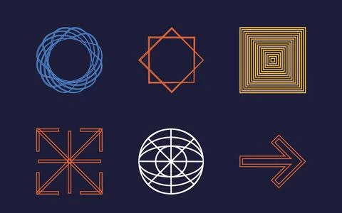 Vector set of Y2K. Rave psychedelic retro futuristic set. Templates for notes Illustrazione stock