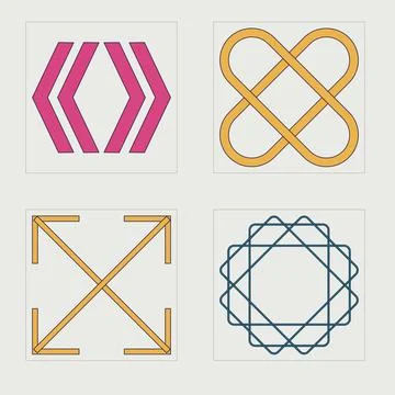 Vector set of Y2K. Rave psychedelic retro futuristic set. Modern abstract forms. Stock Illustration