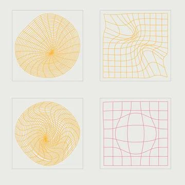 Vector set of Y2K. Rave psychedelic retro futuristic set. Flat minimalist icons. Stock Illustration