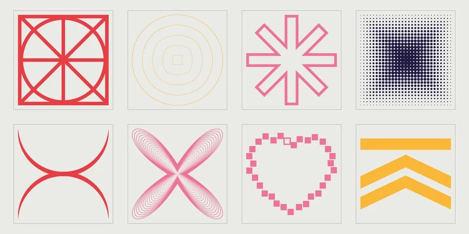 Vector set of Y2K. Rave psychedelic retro futuristic set. Elements for graphic Stock Illustration