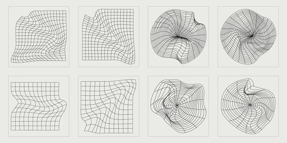 Vector set of Y2K. Rave psychedelic retro futuristic set. Elements for graphic Stock Illustration