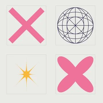 Vector set of Y2K. Retro futuristic graphic ornaments. Cyberpunk elements. Stock Illustration