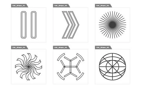 Vector set of Y2K. Retro futuristic graphic ornaments. For modern T-shirts Stock Illustration