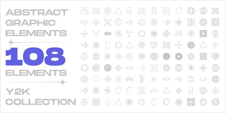 Vector set of Y2K. Trendy geometric design elements. Objects in y2k style. Stock Illustration