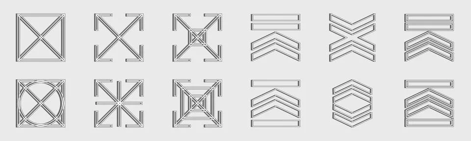 Vector set of Y2K. Trendy geometric design elements. ornaments for decoration. Stock Illustration