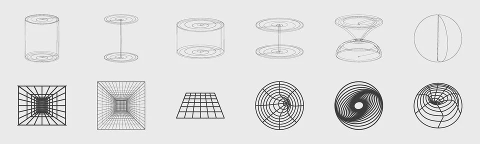 Vector set of Y2K. Trendy geometric design elements. Abstract bauhaus and boho Illustrazione stock