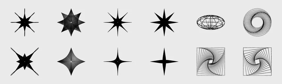 Vector set of Y2K. Trendy geometric design elements. ornaments for decoration. Stock Illustration