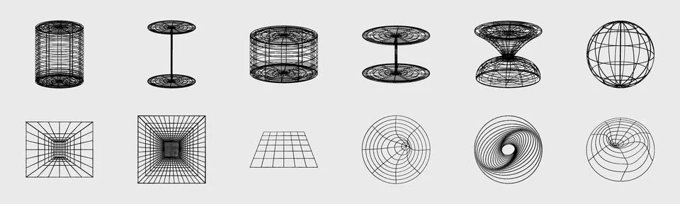 Vector set of Y2K. Trendy geometric design elements. Frames inspired brutalism. Stock Illustration