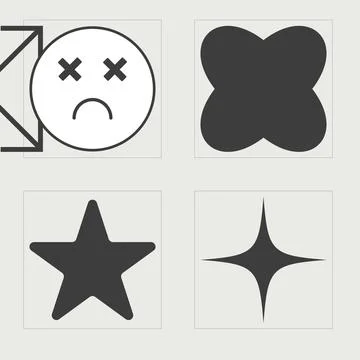 Vector set of Y2K. Trendy geometric postmodern figures. For modern T-shirts Stock Illustration