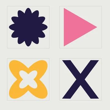 Vector set of Y2K. Trendy geometric postmodern figures. Flat minimalist icons. Illustrazione stock