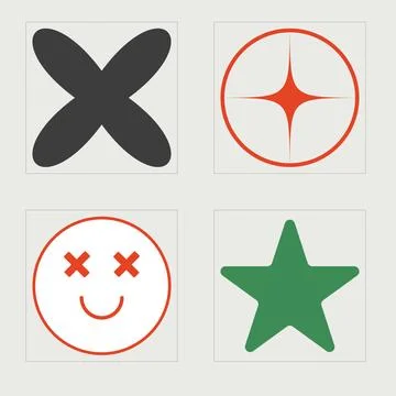 Vector set of Y2K. Trendy geometric postmodern figures. Objects in y2k style. 스톡 일러스트