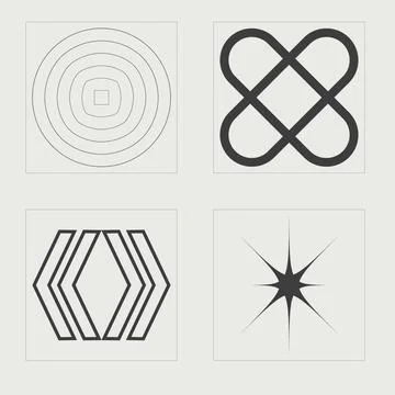 Vector set of Y2K. Trendy geometric postmodern figures. Cyberpunk elements. Stock Illustration