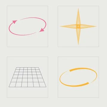 Vector set of Y2K. Trendy geometric postmodern figures. Elements for graphic イラスト素材