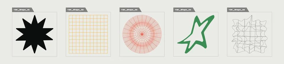 Vector set of Y2K. Trendy geometric postmodern figures. Elements for graphic 스톡 일러스트