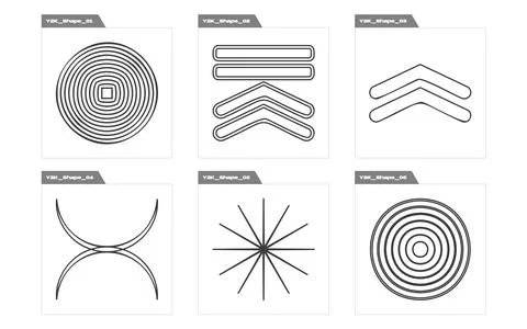 Vector set of Y2K. Trendy geometric postmodern figures. Modern abstract forms. Stock Illustration