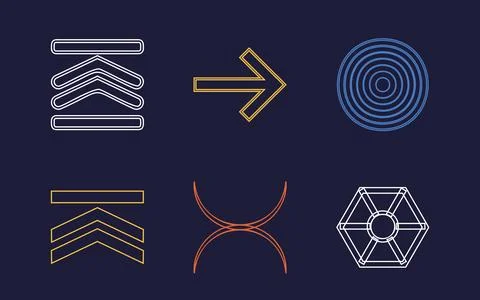 Vector set of Y2K. Trendy geometric postmodern figures. Elements for graphic 库存插图
