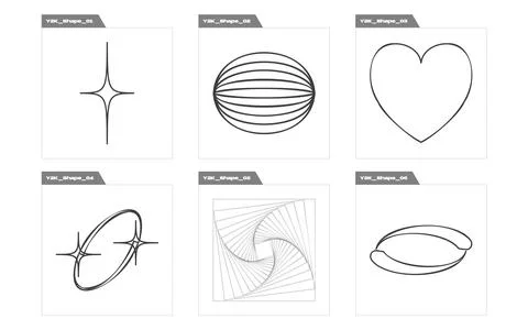 Vector set of Y2K. Trendy geometric postmodern figures. Elements for graphic Stock Illustration