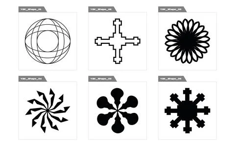 Vector set of Y2K. Trendy geometric postmodern figures. Flat minimalist icons. Stock Illustration