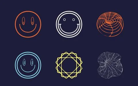 Vector set of Y2K. Trendy geometric postmodern figures. Elements for graphic Stock Illustration
