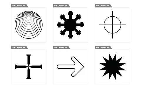 Vector set of Y2K. Trendy geometric postmodern figures. Modern abstract forms. Stock Illustration