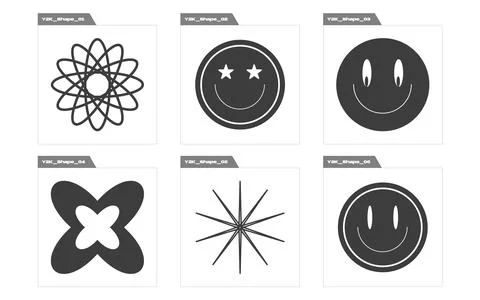 Vector set of Y2K. Trendy geometric postmodern figures. Elements for graphic イラスト素材