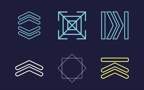 Vector set of Y2K. Trendy geometric postmodern figures. Flat minimalist icons. Stockillustratie