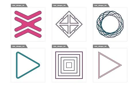 Vector set of Y2K. Trendy geometric postmodern figures. Templates for notes Illustrazione stock