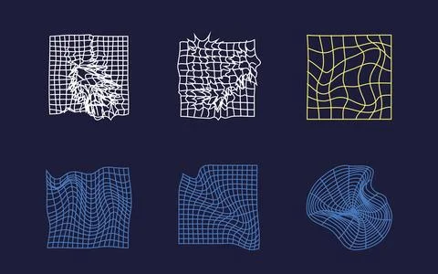 Vector set of Y2K. Trendy geometric postmodern figures. Modern abstract forms. Stock Illustration