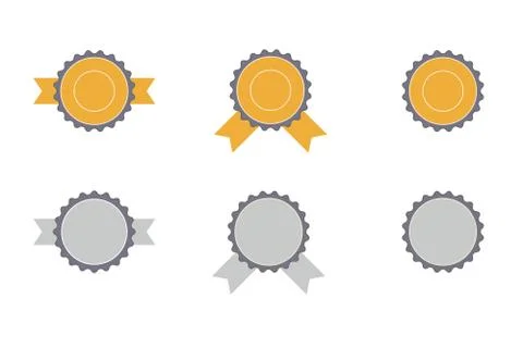 Vector set of yellow and grey award symbols Stock Illustration