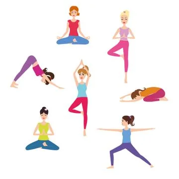 Vector Set of Yoga class Stock Illustration