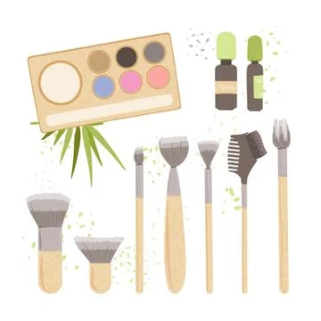 Vector Set of Zero Waste Cosmetics - Natural Eyeshadow, Organic Oil, Makeup Stock Illustration