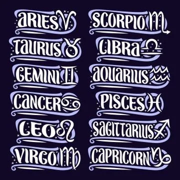 Vector set of Zodiac Signs Stock Illustration