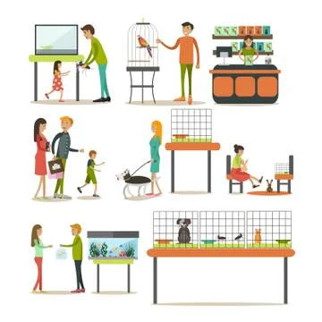 Vector set of zoo-shop concept flat style design elements 스톡 일러스트