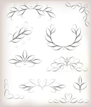 Vector seta lot of design elements with leaves and page decoration. EPS10 vector Stock Illustration