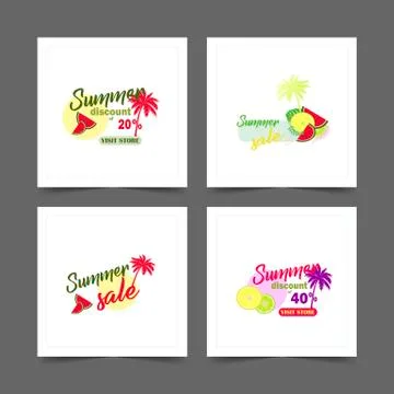 Vector seth instagram template post summer discounts and sales collection. on Stock Illustration