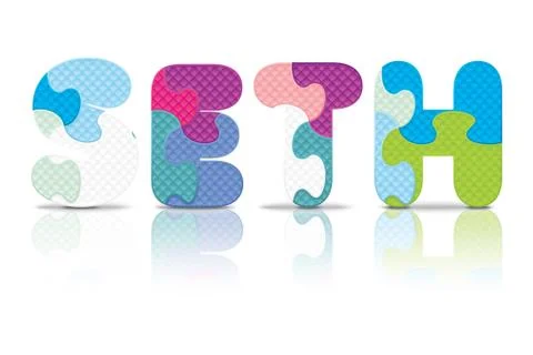 Vector seth written with alphabet puzzle Stock Illustration