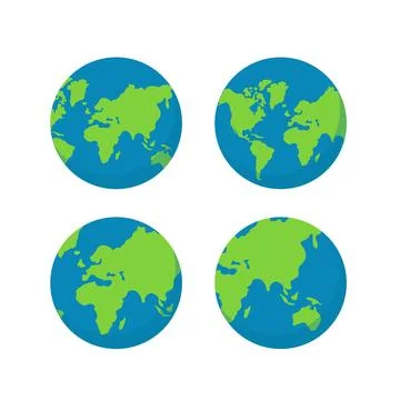 Vector several earth globes in flat design Stock Illustration