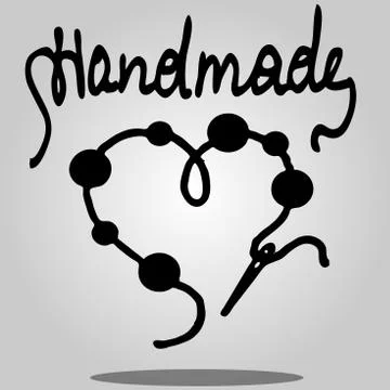 Vector sew needle with beads on thread Stock Illustration