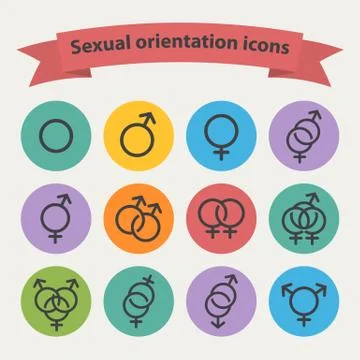 Vector sexual orientation black web icons Stock Illustration