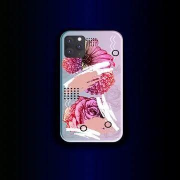 Vector shaboon - smartphone cover design print with flowers and gradient Stock Illustration