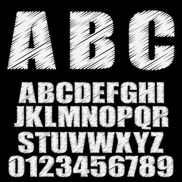 Vector shaded font. Alphabet vector font. Type letters and numbe for your des Illustrazione stock