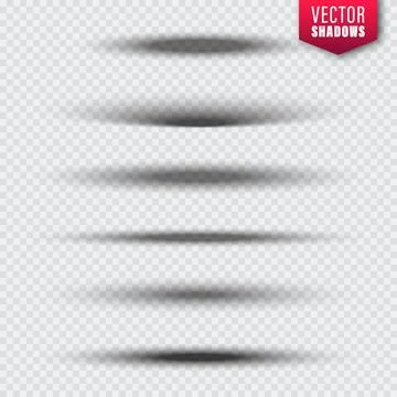 Vector shadows collection on transparent background. Realistic shadow effect for Stock Illustration