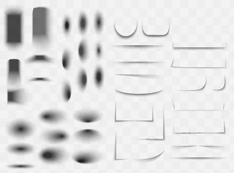 Vector shadows isolated. Set of round and square shadow effects. Stock Illustration