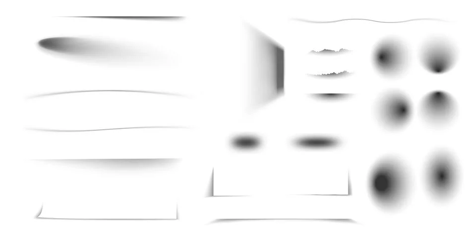 Vector shadows isolated. Set of round and square shadow effects. Stock Illustration