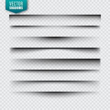 Vector shadows set. Page dividers on transparent background. Realistic isolated Stock-Illustration