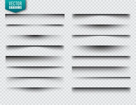 Vector shadows set. Page dividers on transparent background. Realistic isolated Illustrazione stock