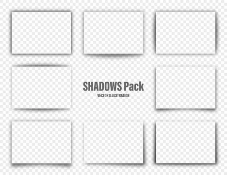Vector shadows set. Page dividers on transparent background. Realistic isolated Illustrazione stock