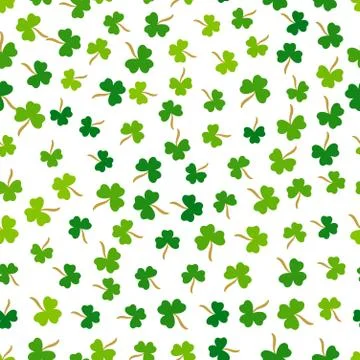Vector Shamrock Grass Seamless Pattern. Happy Patrick Day Projects. Stock Illustration