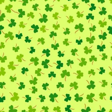 Vector Shamrock Grass Seamless Pattern. Happy Patrick Day Projects. Stock Illustration