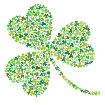 Vector shamrock made of small shamrocks Stock Illustration